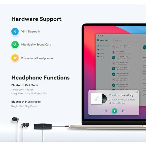 AI Voice Recorder, USB Audio Recording Device with Bluetooth for Phone Call - Picture 5 of 9